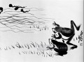 斉白石カエルとオタマジャクシの古い中国の墨